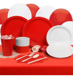Red and White Party Plate Set