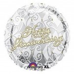 Silver Mylar Happy Anniversary Balloon