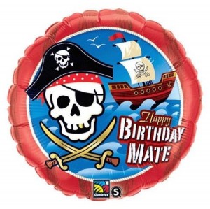 Pirate Happy Birthday Balloon Red