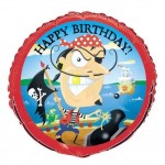 Pirate Happy Birthday Balloon Red Blue