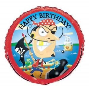 Pirate Happy Birthday Balloon Red Blue