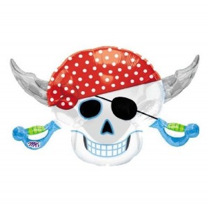 Pirate Skull and Crossbones Balloon Red White Blue