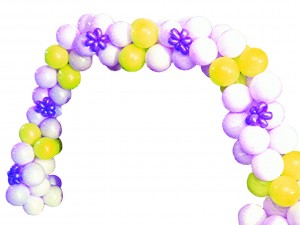 Purple and Yellow Balloon Arch