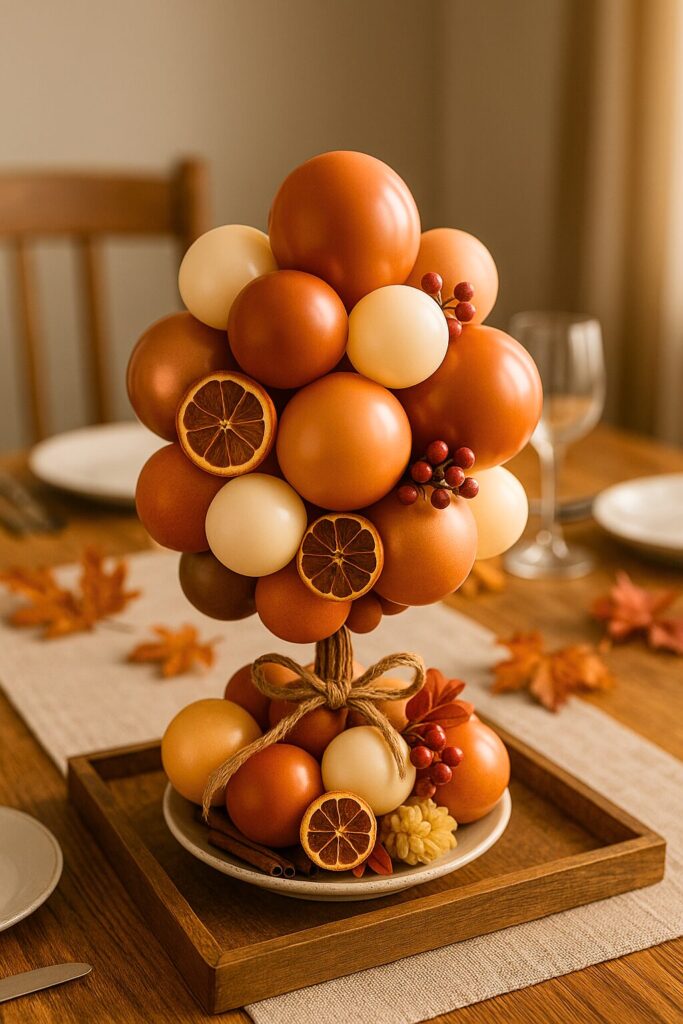 Boho Autumn Balloon Arrangement with Dried Orange Slices