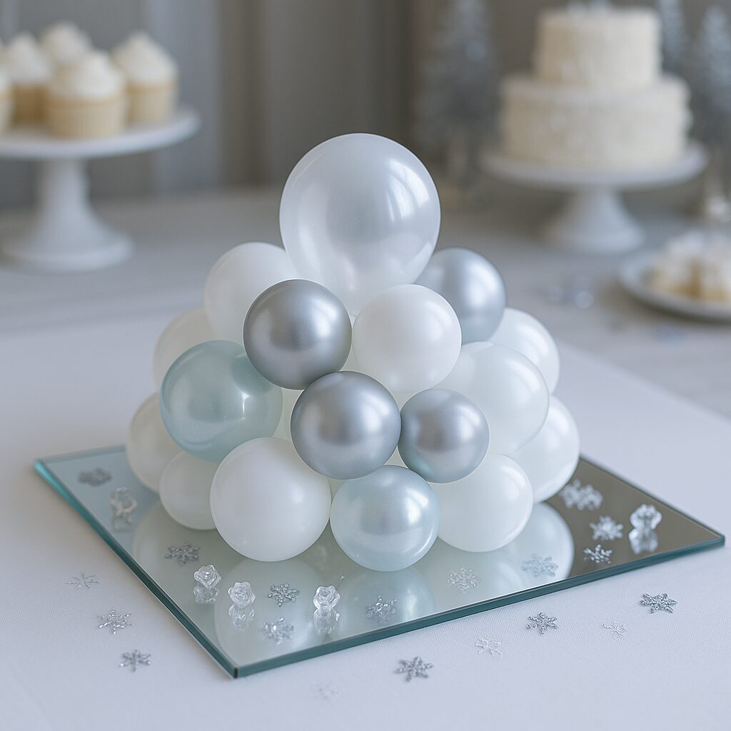 Frozen Orb Balloon Dome on Mirror Tiles