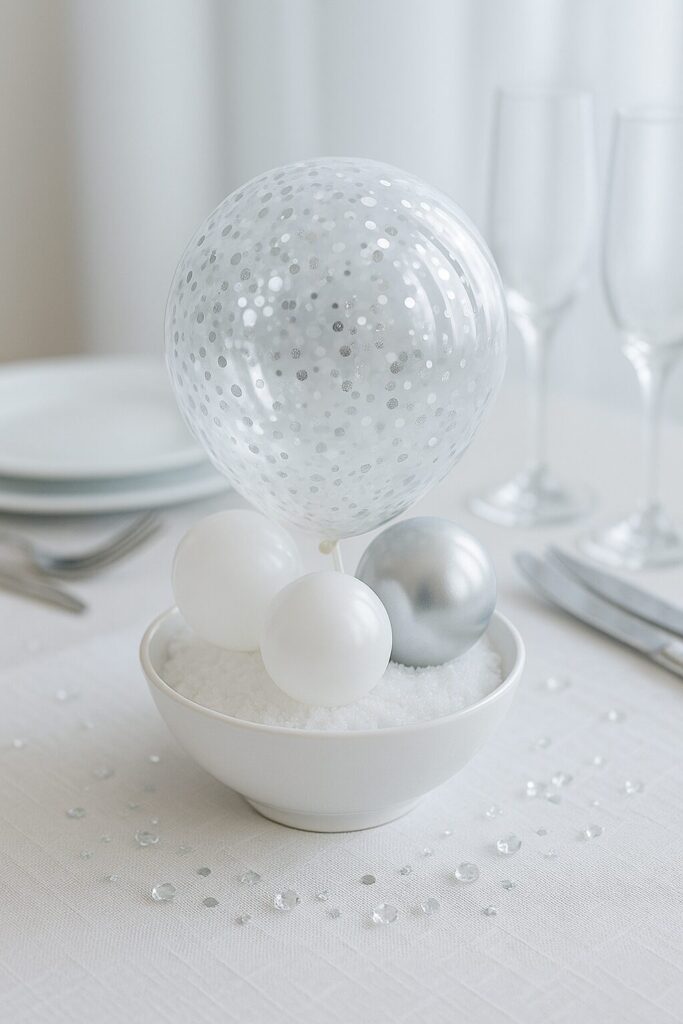 Glitter Confetti Balloons in Snowy Bowls