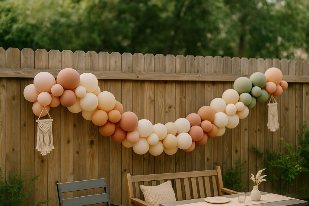 Large thick peach green and cream balloon garland