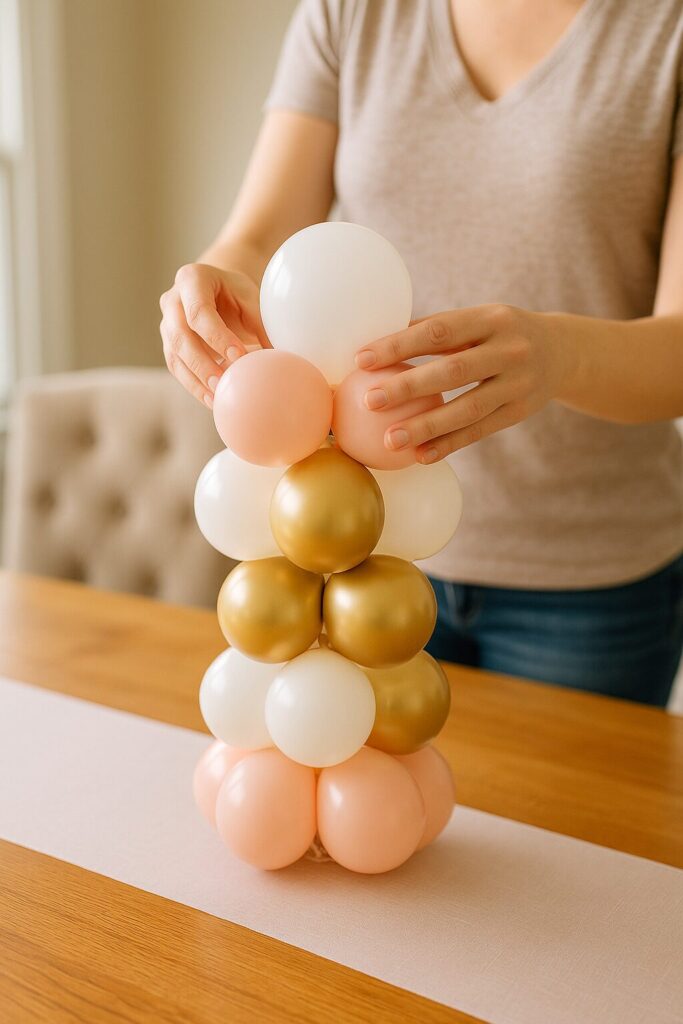 Layers being added to balloon centerpiece