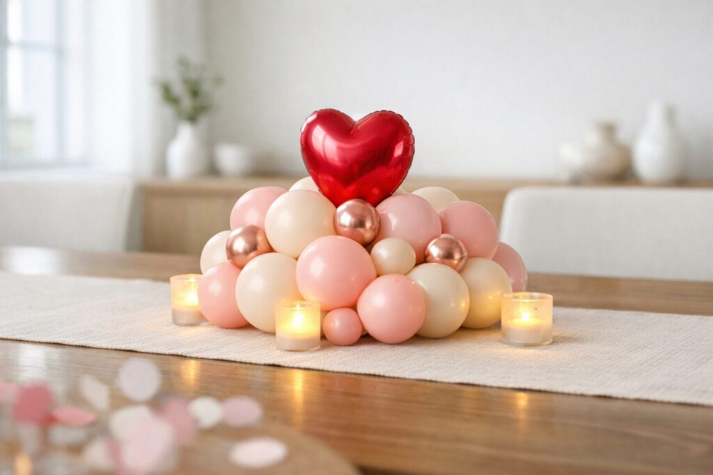 floating heart candle cluster balloon centerpiece