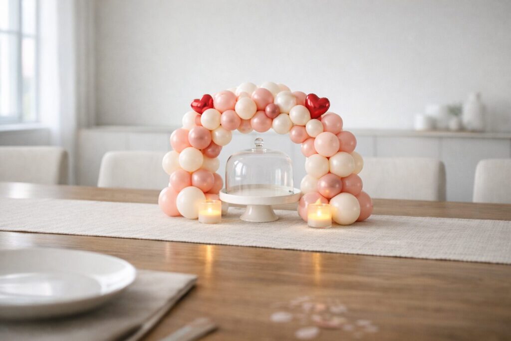 mini heart arch balloon centerpiece
