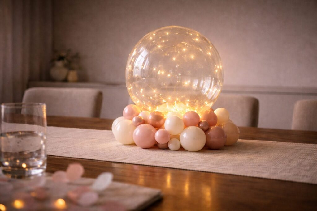soft glow orb valentines centerpiece
